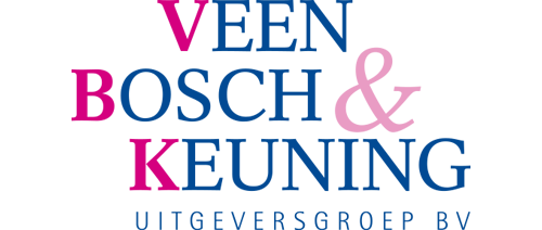 Logo van Veen Bosch & Keuning Uitgeversgroep, met kleurrijke lettertypen.